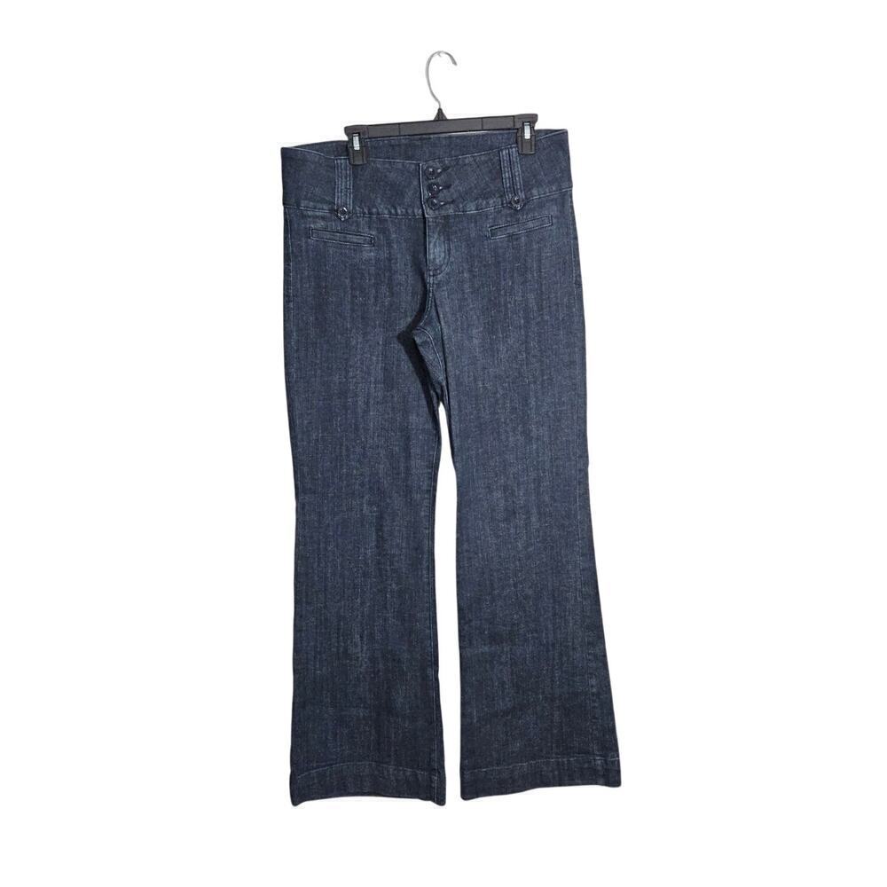 Common Genes Women's Mid-Rise Bootcut Jeans Size 12 Large Dark Blue Stretch